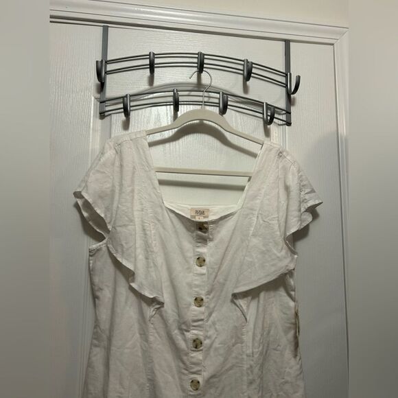A.n.a Linen white button up dress Women’s Large Lined flutter sleeve New - Picture 3 of 15